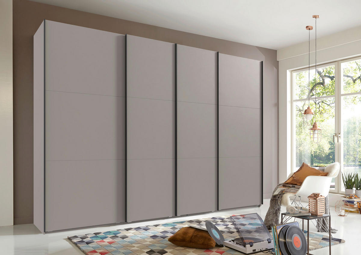 SCHWEBETÜRENSCHRANK 350/216/65 cm 4-türig Sahara  - Schwarz/Sahara, Basics, Holzwerkstoff/Metall (350/216/65cm) - MID.YOU