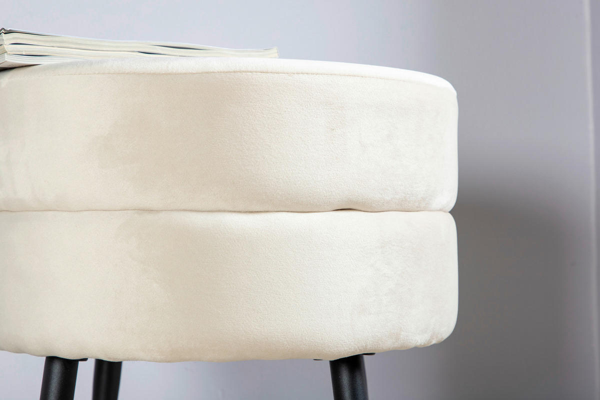 HOCKER Samt Schwarz, Beige  - Beige/Schwarz, Design, Textil/Metall (40/40/40cm) - Livetastic