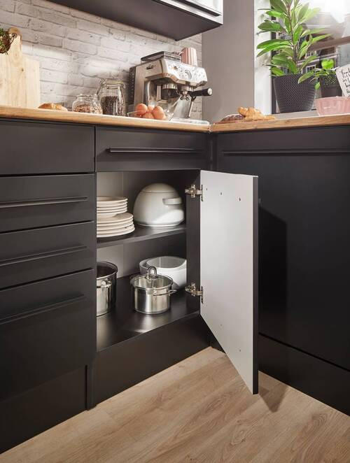 ECKUNTERSCHRANK 115/90/60 cm  - Schwarz, LIFESTYLE, Holzwerkstoff/Kunststoff (115/90/60cm) - MID.YOU