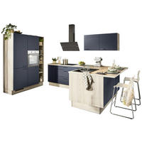 ECKKÜCHE XO 21  in Blau, Tannenholzfarben  - Blau/Tannenholzfarben, Design, Holzwerkstoff/Metall (150/280/121,6cm) - Xora