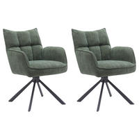 ARMLEHNSTUHL-SET 2 Stück  in Chenille  - Waldgrün/Schwarz, MODERN, Textil/Metall (59/86/65cm) - Livetastic