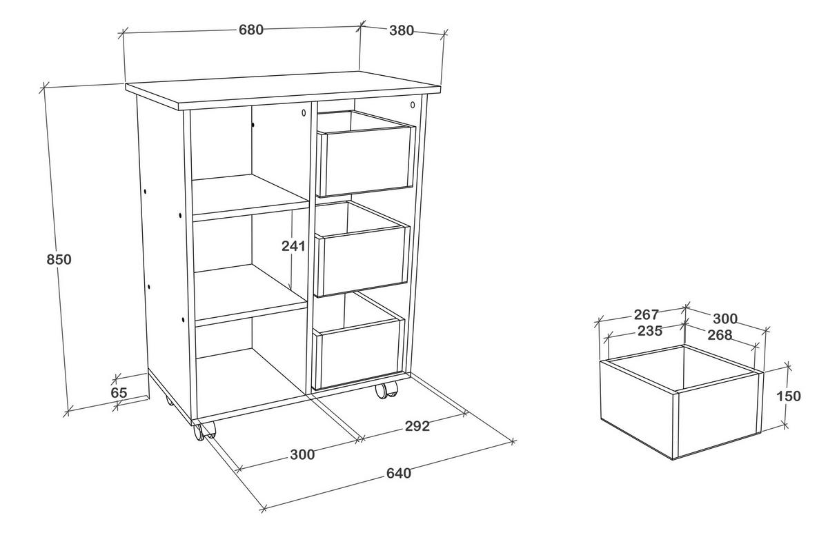 ALLZWECKWAGEN 68/38/85 cm  - Weiss/Anthrazit, Design, Holzwerkstoff (68/38/85cm) - MID.YOU