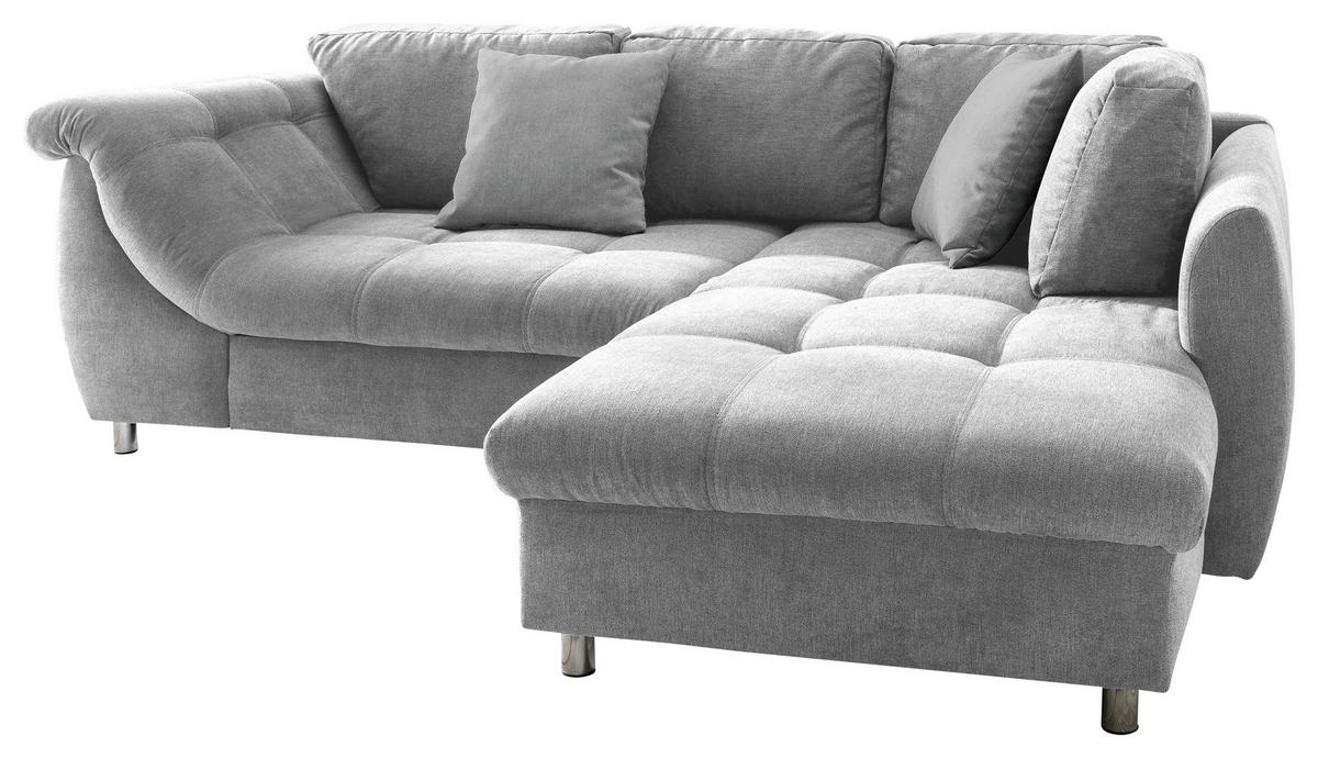 ECKSOFA Grau Mikrofaser  - Chromfarben/Grau, Design, Textil (250/190cm) - Livetastic