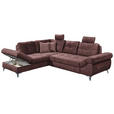 ECKSOFA Aubergine Velours  - Aubergine/Schwarz, KONVENTIONELL, Kunststoff/Textil (218/275cm) - Carryhome