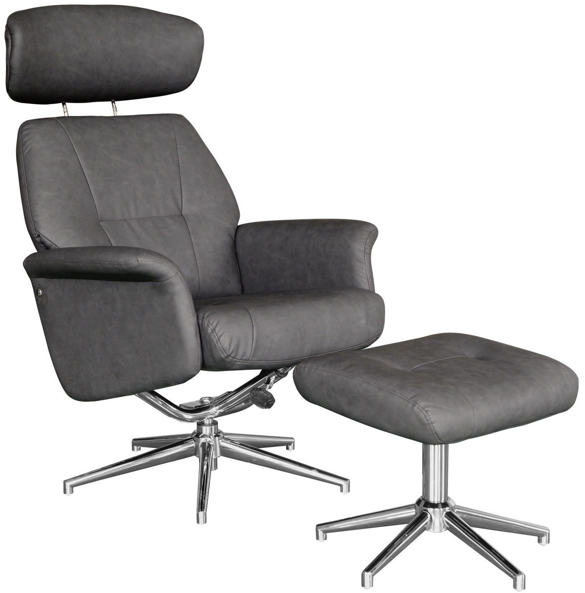 POČIVALNIK S PODNOŽNIKOM,  antracit, barve kroma kovina, umetna masa, tekstil - barve kroma/antracit, Design, kovina/umetna masa (75/109-96/77-109cm) - Xora