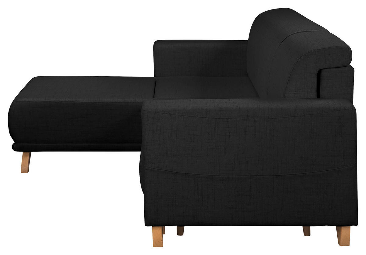 ECKSOFA Bella Schwarz Textilgeflecht  - Wengefarben/Schwarz, Design, Holz/Textil (257/174cm) - Livetastic