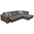 ECKSOFA in Chenille Hellbraun  - Chromfarben/Hellbraun, Design, Textil (301/207cm) - Xora