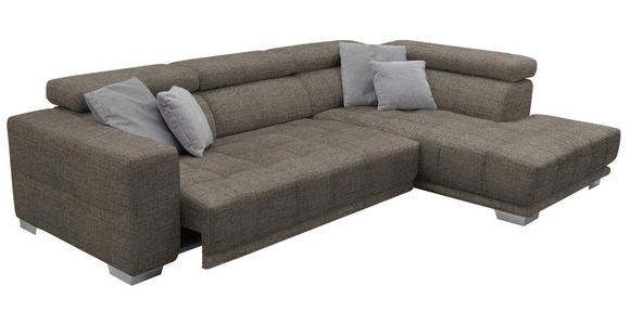 ECKSOFA in Chenille Hellbraun 301/207 cm - Chromfarben/Hellbraun, Design, Textil (301/207cm) - Xora