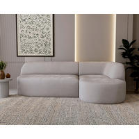 ECKSOFA LEILA in Chenille Hellgrau  218/156 cm  - Hellgrau/Schwarz, Design, Kunststoff/Textil (218/156cm) - Livetastic