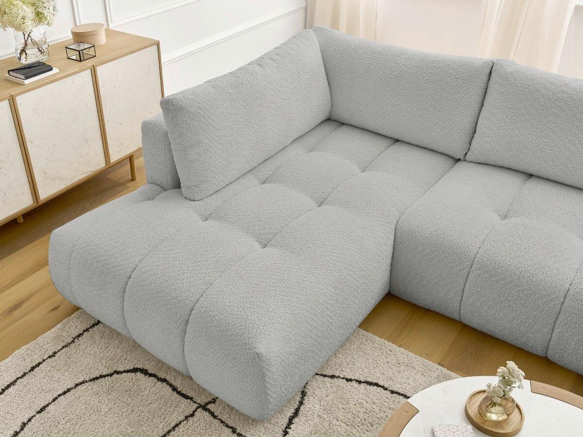 WOHNLANDSCHAFT  FUJI  Hellgrau Bouclé  - Hellgrau/Schwarz, MODERN, Kunststoff/Textil (204/377/160cm)