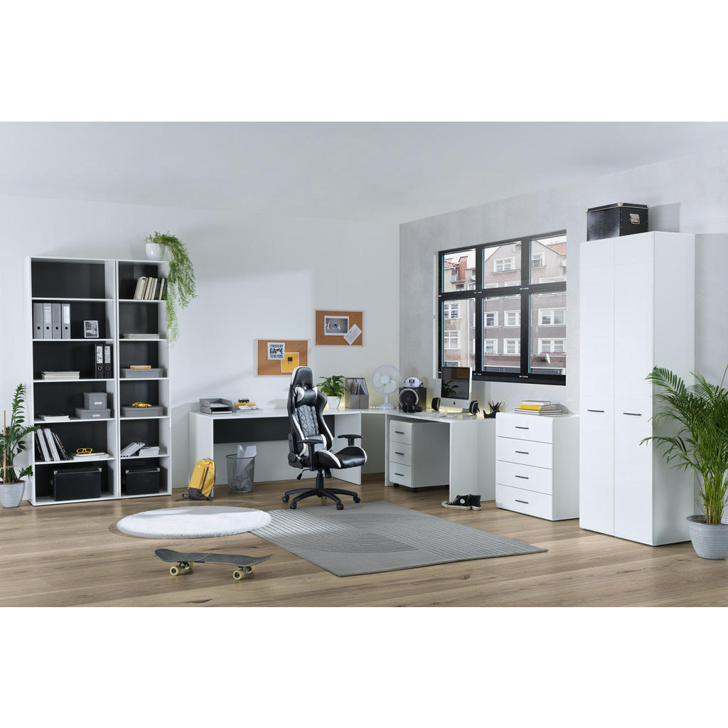 Thumbnail - Mid.you Schreibtisch Avanti, Anthrazit, Weiß, Holzwerkstoff, 67x76x120 cm, Arbeitszimmer, Schreibtische, Bürotische