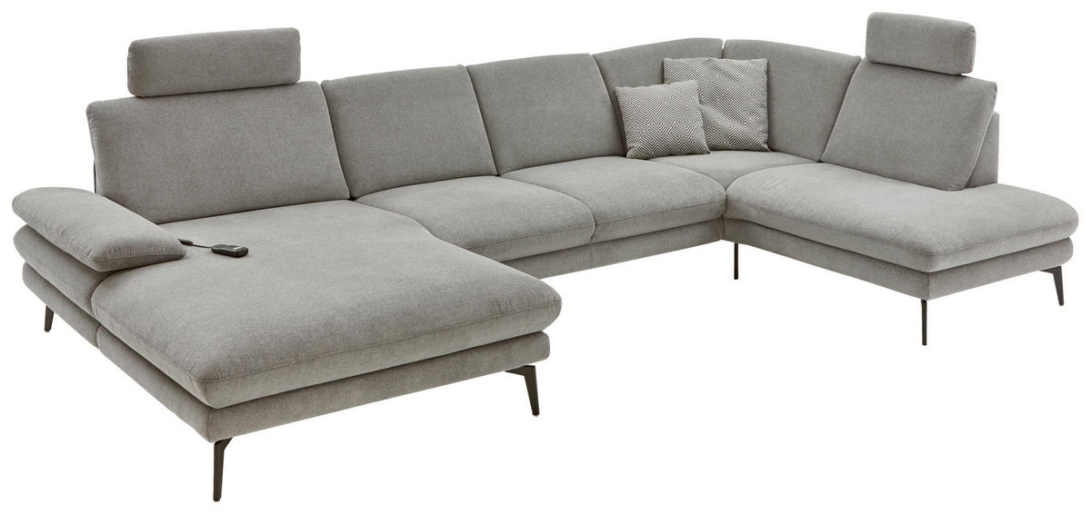 WOHNLANDSCHAFT in Webstoff Grau  - Schwarz/Grau, Design, Textil/Metall (180/344/208cm) - Dieter Knoll
