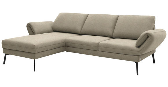 ECKSOFA  in Flachgewebe Beige  175-224/255-365 cm  - Beige/Schwarz, Design, Textil/Metall (175-224/255-365cm) - Dieter Knoll