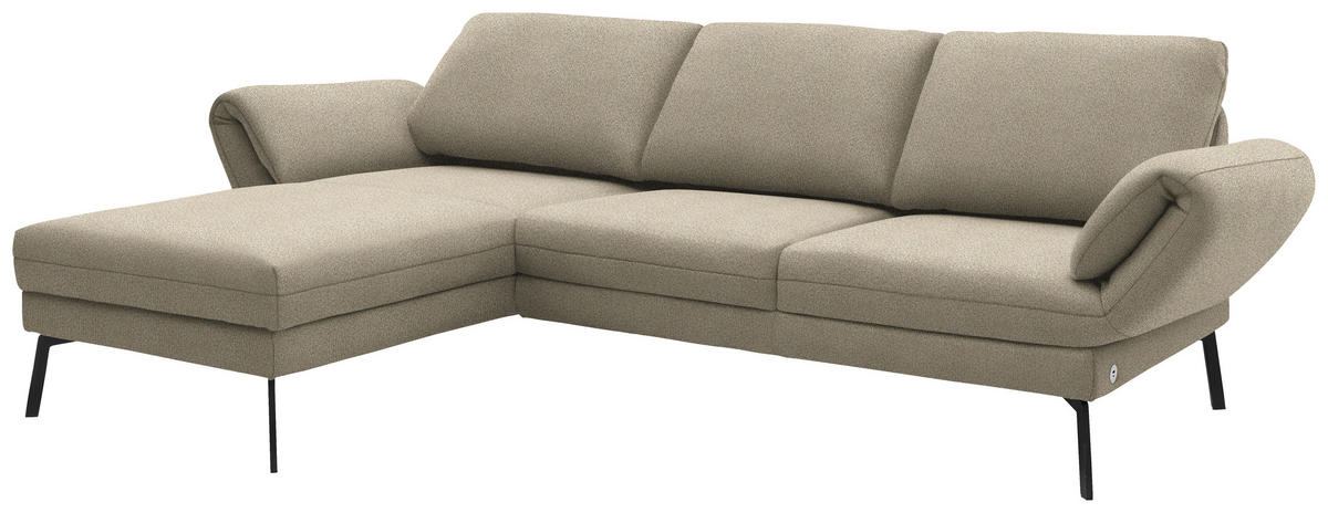 ECKSOFA  in Flachgewebe Beige  175-224/255-365 cm  - Beige/Schwarz, Design, Textil/Metall (175-224/255-365cm) - Dieter Knoll