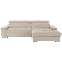 ECKSOFA in Velours Beige  - Beige/Silberfarben, Design, Holz/Textil (292/183cm) - Livetastic