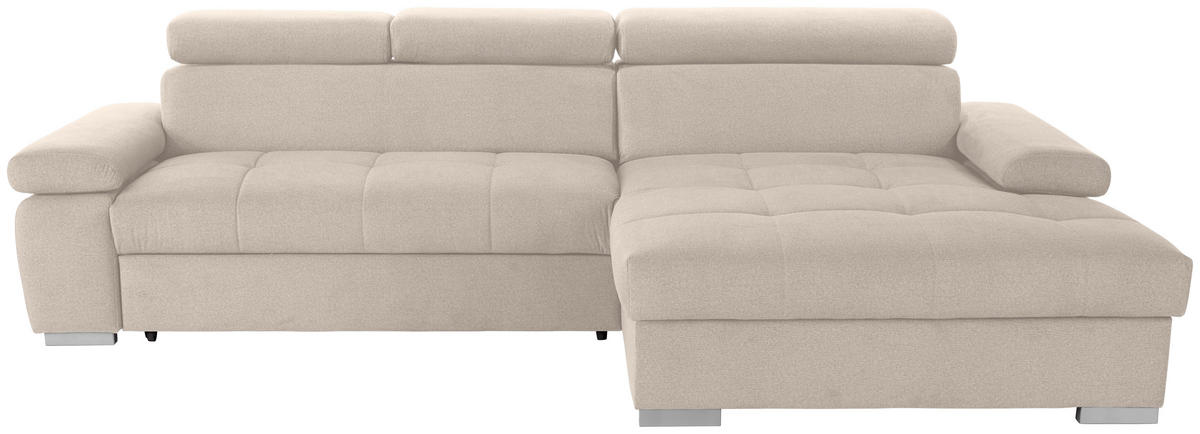 ECKSOFA in Velours Beige  - Beige/Silberfarben, Design, Holz/Textil (292/183cm) - Livetastic