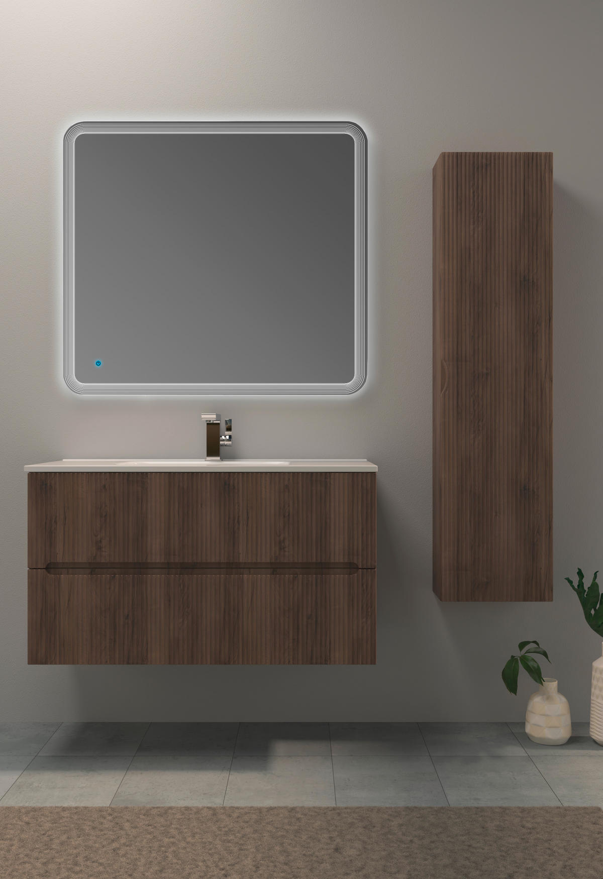 MIDISZEKRÉNY 35/140/20 cm  - diószínű, Basics, faalapú anyag/Üveg (35/140/20cm) - Welnova