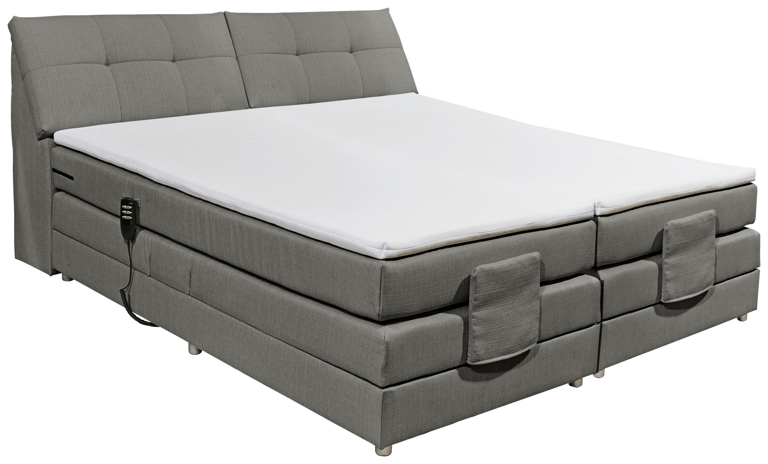 BOXSPRINGBETT 180/200 cm in Grau - Silberfarben/Grau, Design, Kunststoff/Textil (180/200cm) - Esposa