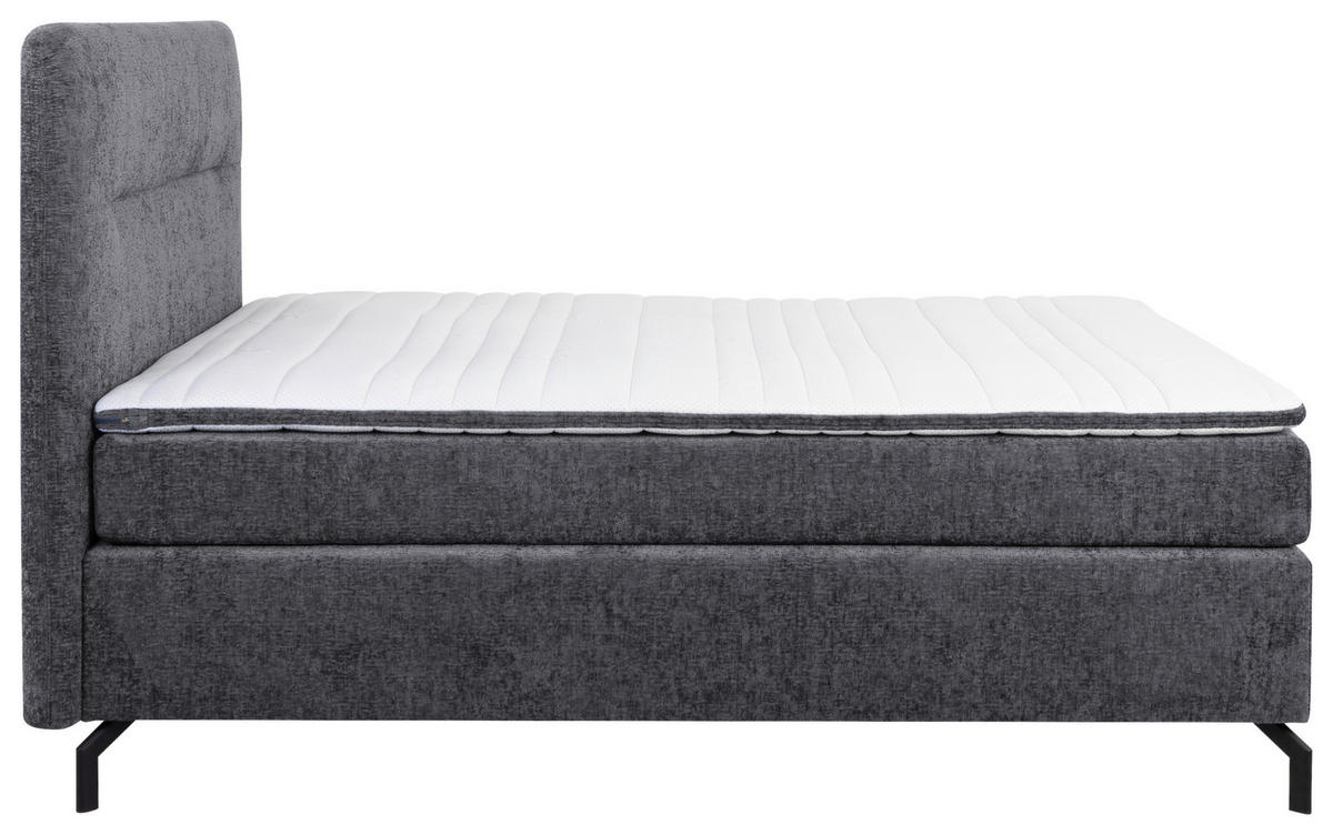 BOXSPRINGBETT 140/200 cm  in Dunkelgrau  - Dunkelgrau/Schwarz, Design, Textil/Metall (140/200cm) - Esposa