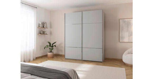 SCHWEBETÜRENSCHRANK 162/223/68 cm 2-türig Grau - Chromfarben/Grau, KONVENTIONELL, Holzwerkstoff/Metall (162/223/68cm) - Novel
