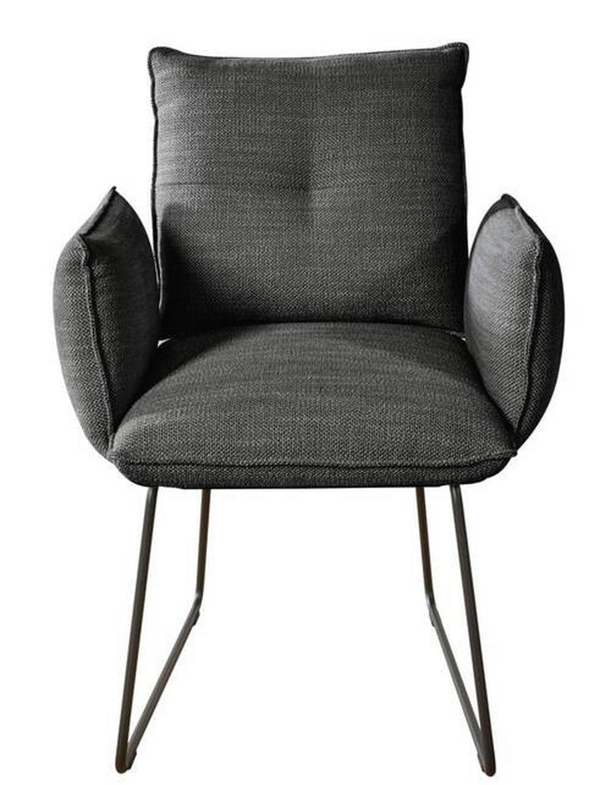 ARMLEHNSTUHL  in Stahl Struktur  - Anthrazit/Schwarz, Design, Textil/Metall (65/90/70cm) - Dieter Knoll
