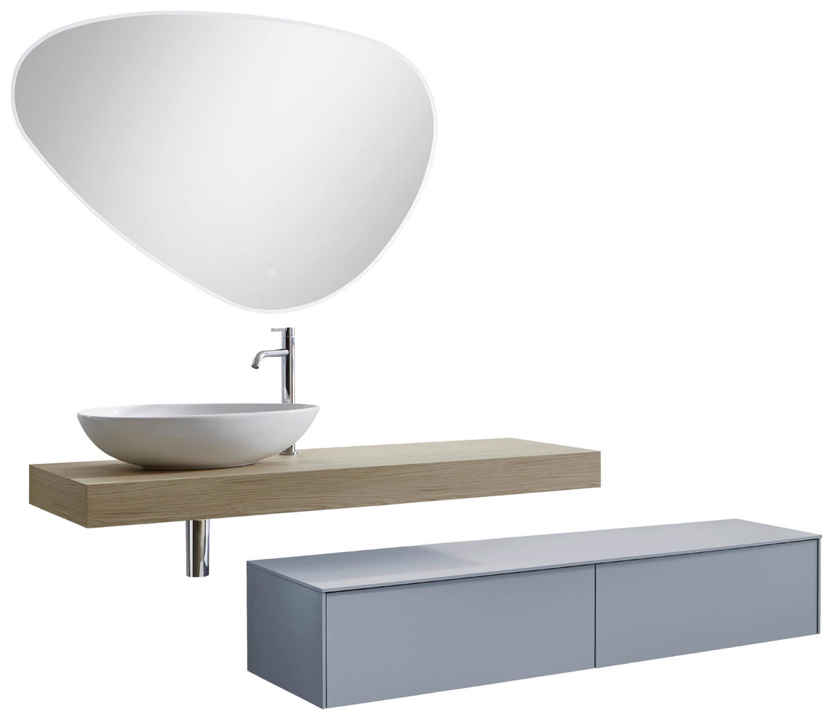 BADEZIMMER 6-teilig  in 162 cm  - Eichefarben/Weiß, MODERN, Keramik/Holzwerkstoff (162cm) - Celina Home