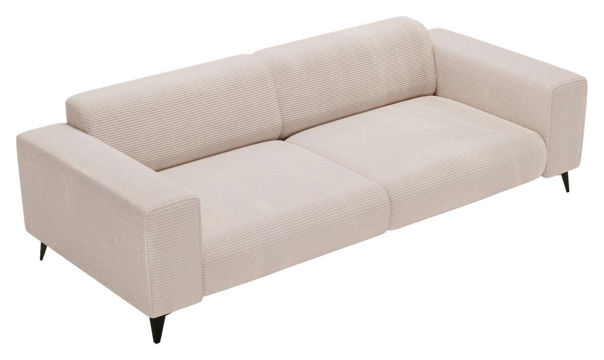 3-SITZER-SOFA Cord Creme  - Creme/Schwarz, KONVENTIONELL, Textil/Metall (237/75/104cm) - Carryhome