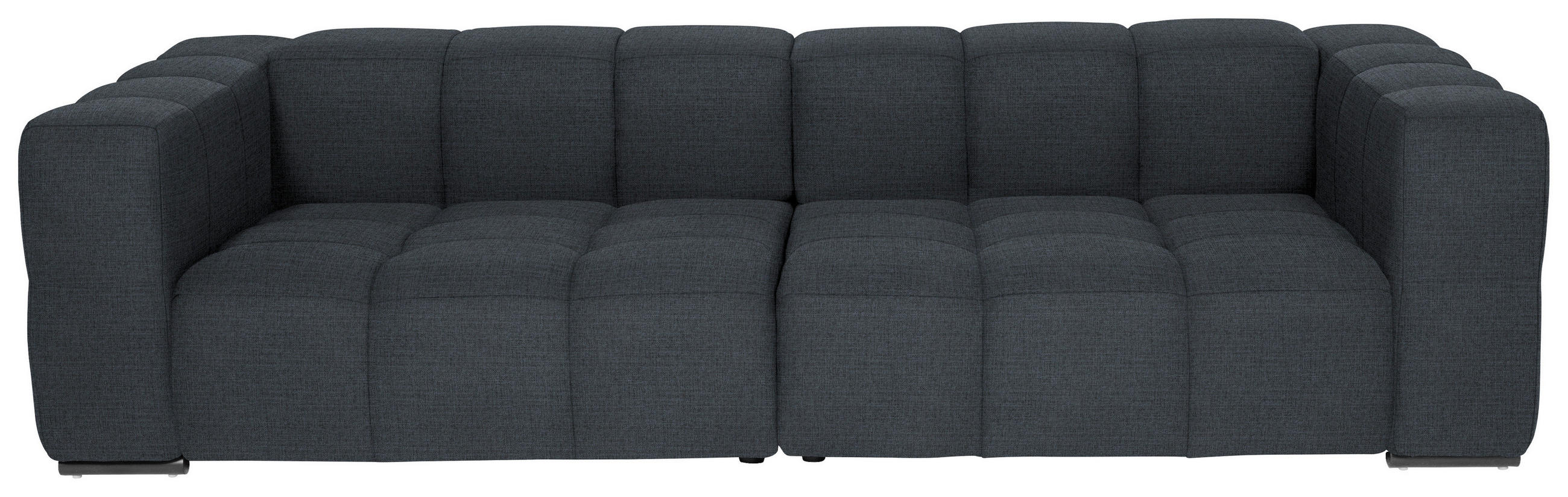 BIGSOFA  in Flachgewebe, Leinenoptik Dunkelblau  - Schwarz/Dunkelblau, Design, Textil/Metall (262/66/113cm) - Belluti