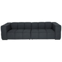 BIGSOFA  in Flachgewebe, Leinenoptik Dunkelblau  - Schwarz/Dunkelblau, Design, Textil/Metall (262/66/113cm) - Belluti