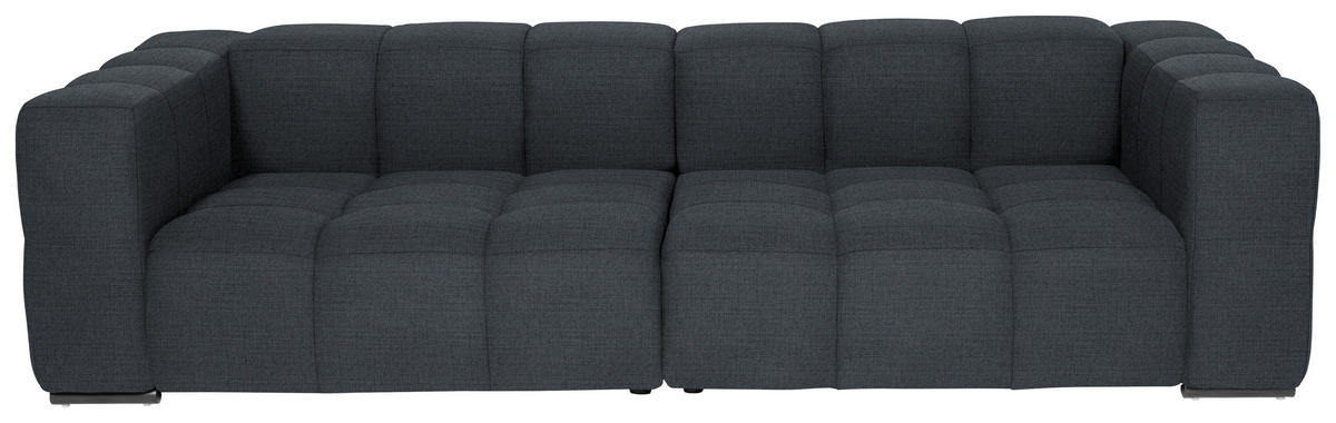 BIGSOFA  in Flachgewebe, Leinenoptik Dunkelblau  - Schwarz/Dunkelblau, Design, Textil/Metall (262/66/113cm) - Belluti