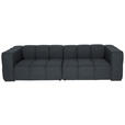 BIGSOFA  in Flachgewebe, Leinenoptik Dunkelblau  - Schwarz/Dunkelblau, Design, Textil/Metall (262/66/113cm) - Belluti
