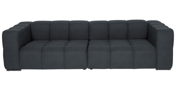 BIGSOFA  in Flachgewebe, Leinenoptik Dunkelblau  - Schwarz/Dunkelblau, Design, Textil/Metall (262/66/113cm) - Belluti