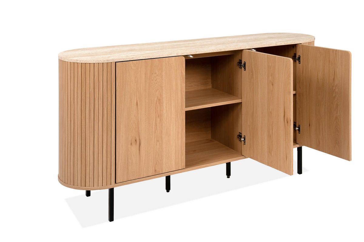 SIDEBOARD  160/80/40 cm  - Eichefarben/Schwarz, Design, Holzwerkstoff/Metall (160/80/40cm) - MID.YOU