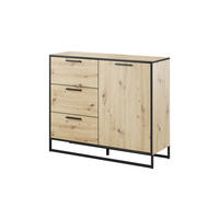 KOMODA, černá, barvy dubu, 112,5/95/39 cm - černá/barvy dubu, Basics, kompozitní dřevo/plast (112,5/95/39cm) - Cantus