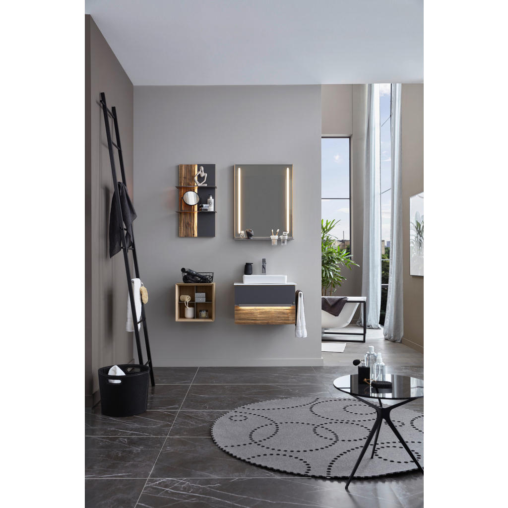 Thumbnail - Musterring Badezimmerspiegel Jarin, Eiche, Holz, Wildeiche, massiv, rechteckig, 62x79.8x17 cm, Goldenes M, Made in Germa...