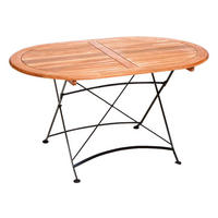 GARTENTISCH Holz, Metall Naturfarben oval  - Naturfarben, ROMANTIK / LANDHAUS, Holz/Metall (140/90/75cm) - Gardenson