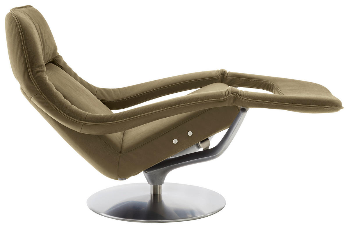 RELAXSESSEL in Leder Grün  - Nickelfarben/Grün, Design, Leder/Metall (77/113/91cm) - Koinor