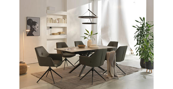 ESSTISCH in Metall, Glas, Keramik 180-230/90/76 cm  - Schwarz/Grau, Design, Glas/Keramik (180-230/90/76cm) - Novel