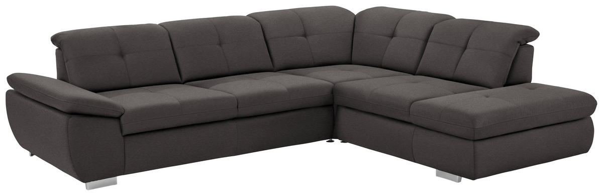 ECKSOFA in Mikrofaser Anthrazit  - Anthrazit/Silberfarben, Design, Textil/Metall (320/260cm) - Beldomo Speed