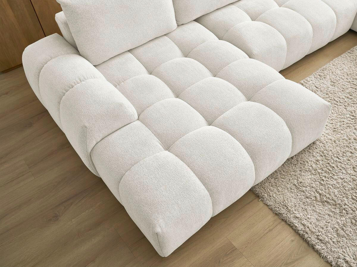 ECKSCHLAFSOFA EVEREST  mit Rücken echt, Armteil links, Armteil rechts Flachgewebe Weiß  - Schwarz/Weiß, MODERN, Kunststoff/Textil (423/212/90cm)