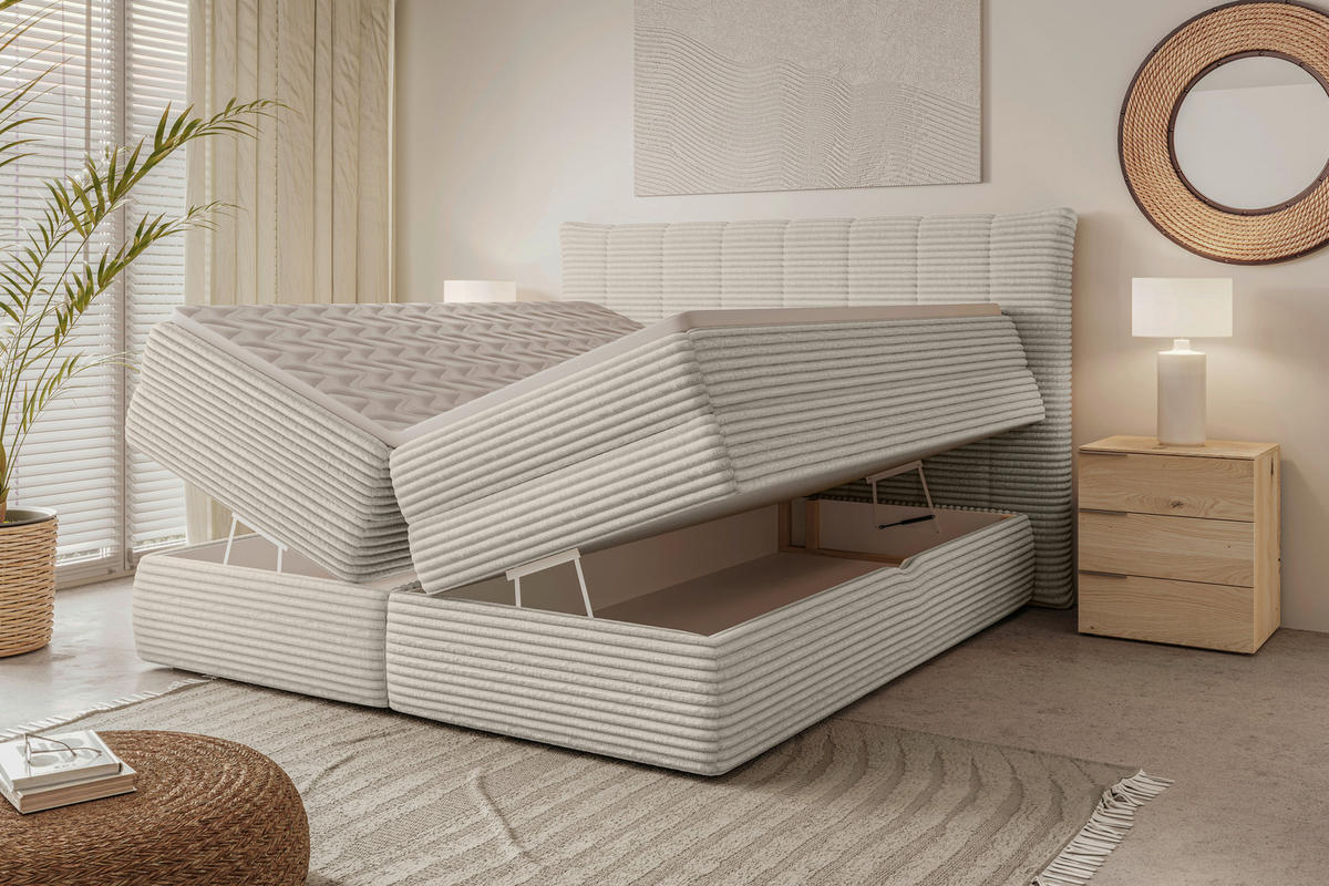 POSTEL BOXSPRING, 180/200 cm, béžová - černá/béžová, Moderní, textil/plast (180/200cm) - Esposa