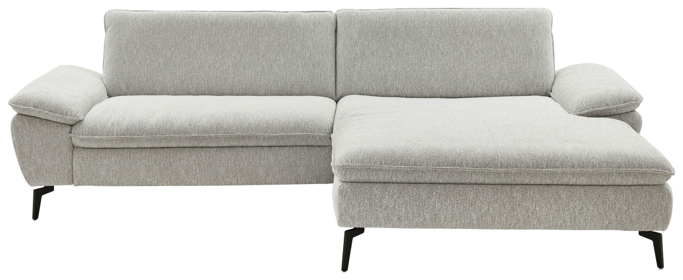 ECKSOFA Ecru Webstoff  - Ecru/Schwarz, Design, Textil/Metall (295/197cm) - Valdera