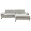 ECKSOFA Webstoff Ecru  - Ecru/Schwarz, Design, Textil/Metall (295/197cm) - Valdera