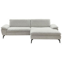 ECKSOFA Ecru Webstoff  - Ecru/Schwarz, Design, Textil/Metall (295/197cm) - Valdera