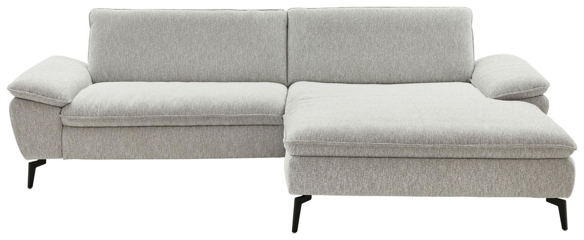 ECKSOFA Ecru Webstoff  - Ecru/Schwarz, Design, Textil/Metall (295/197cm) - Valdera