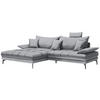 ECKSOFA PRATO Hellgrau Webstoff  - Hellgrau/Schwarz, MODERN, Textil/Metall (176/292cm) - MID.YOU