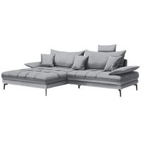 ECKSOFA PRATO Hellgrau Webstoff  - Hellgrau/Schwarz, MODERN, Textil/Metall (176/292cm) - MID.YOU