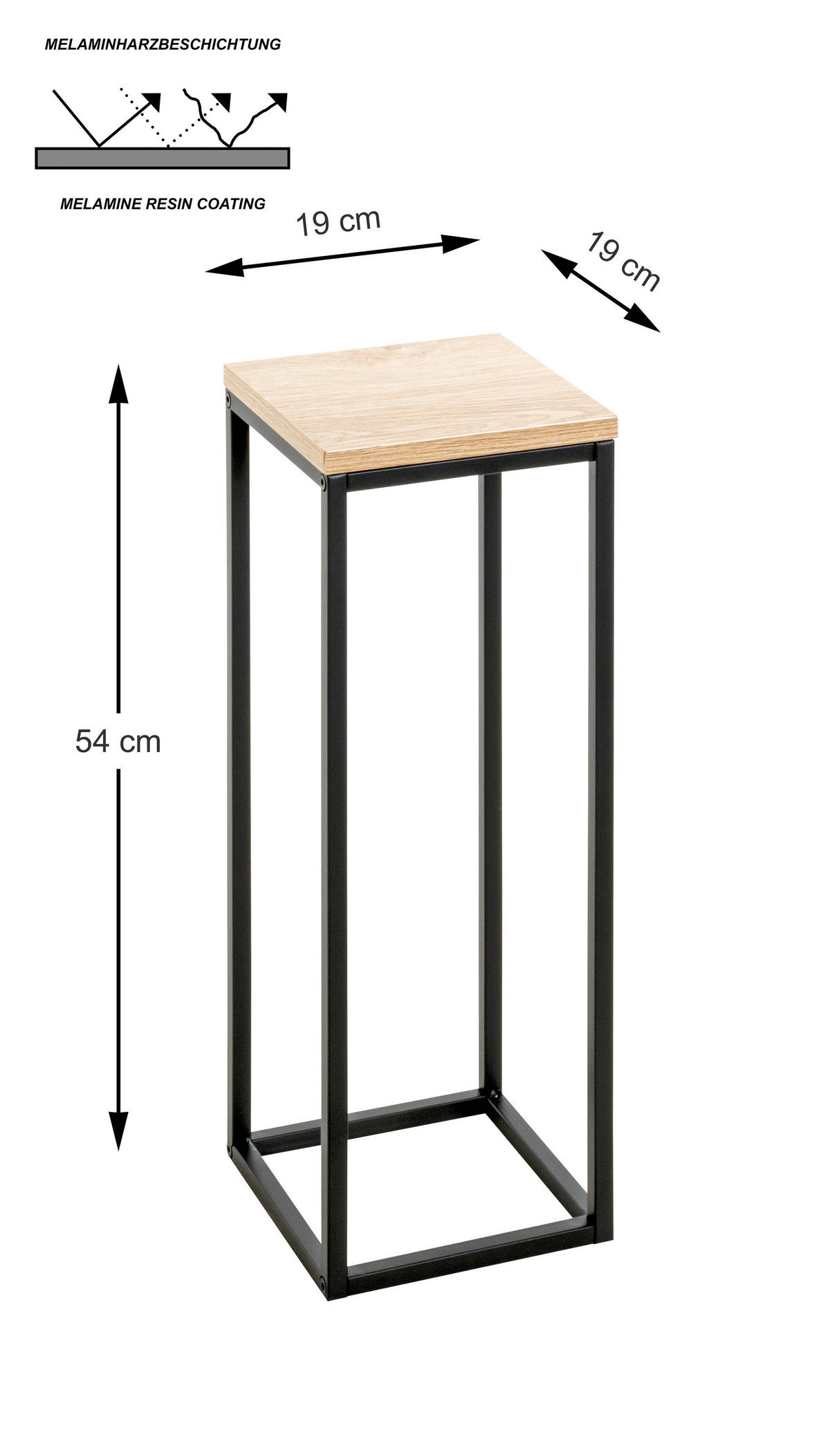 STOJAN NA KVĚTINY, černá, barvy dubu - černá/barvy dubu, Design, kov/kompozitní dřevo (19/54/19cm)