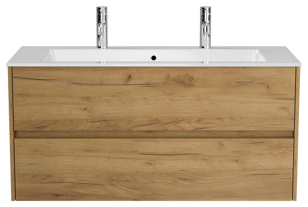 WASCHTISCHKOMBI  - Eichefarben/Weiß, MODERN, Holzwerkstoff/Stein (120/58,5/46,5cm) - MID.YOU