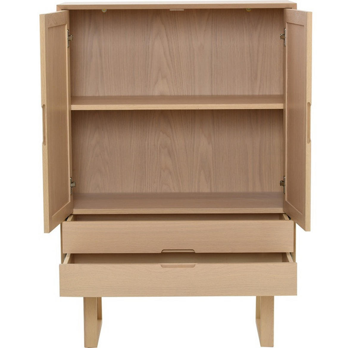 VITRINSKÅP  i faner, delar i massivt trä bok, ek, poppel ek Bianco  - ek Bianco, Design, trämaterial/trä (85/125/40cm) - Best Price